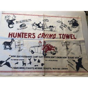 VINTAGE HUNTER'S CRYING TOWEL NOVELTY FUNNY JOKE GAG GIFT ITEM DEER DUCK BEAR